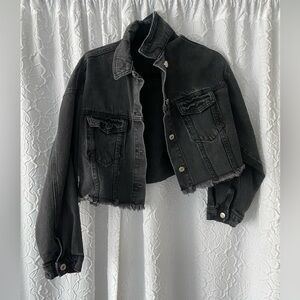 Black Denim Cropped Jacket